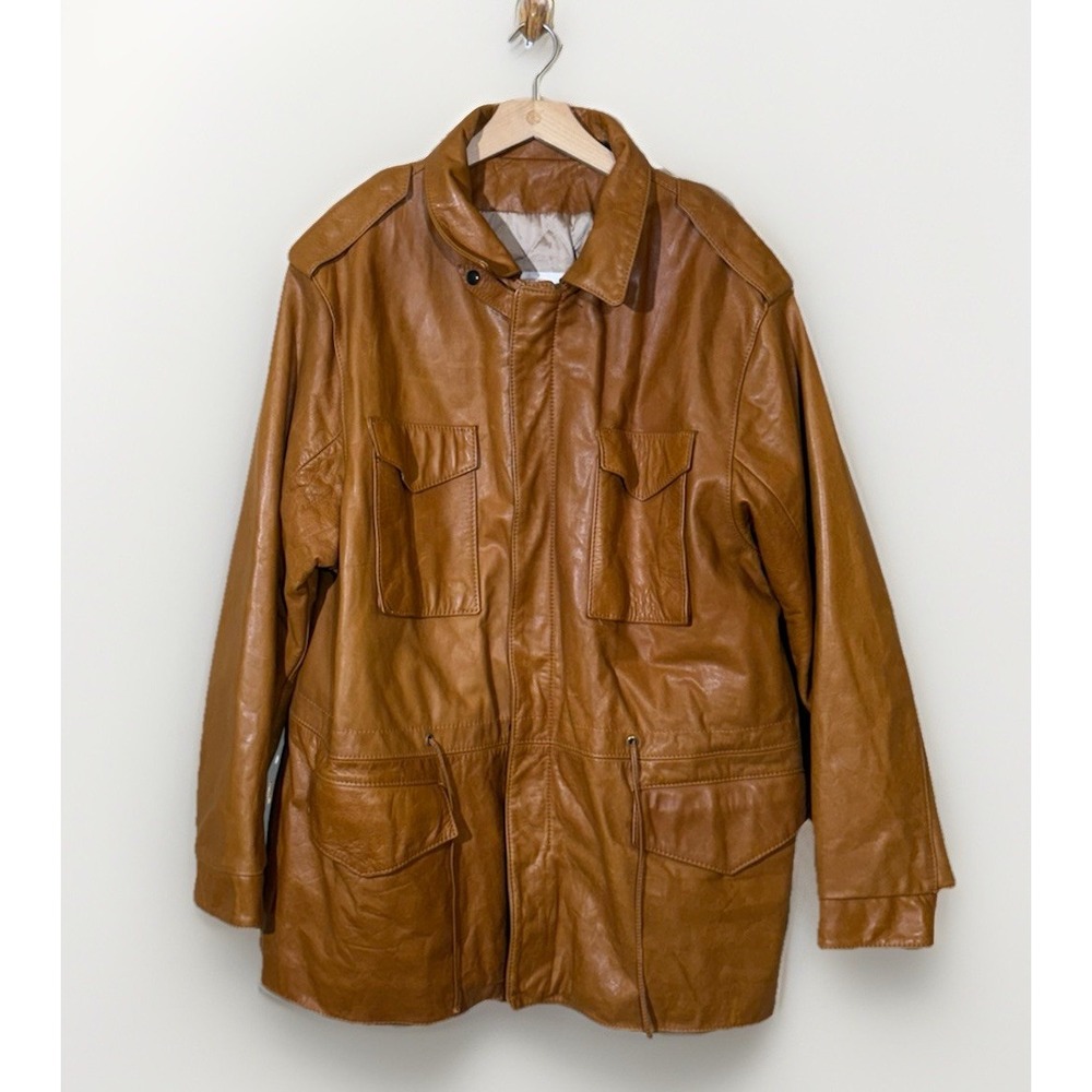Vintage 60s 70s Overland Sheepskin Co. Military M-65 Leather Jacket Men's Sz 50